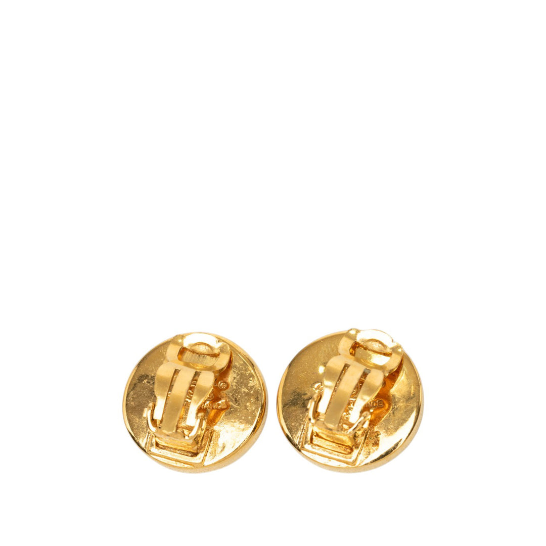CC plaqué et Resin Rond À clip Boucles d'oreilles Doré