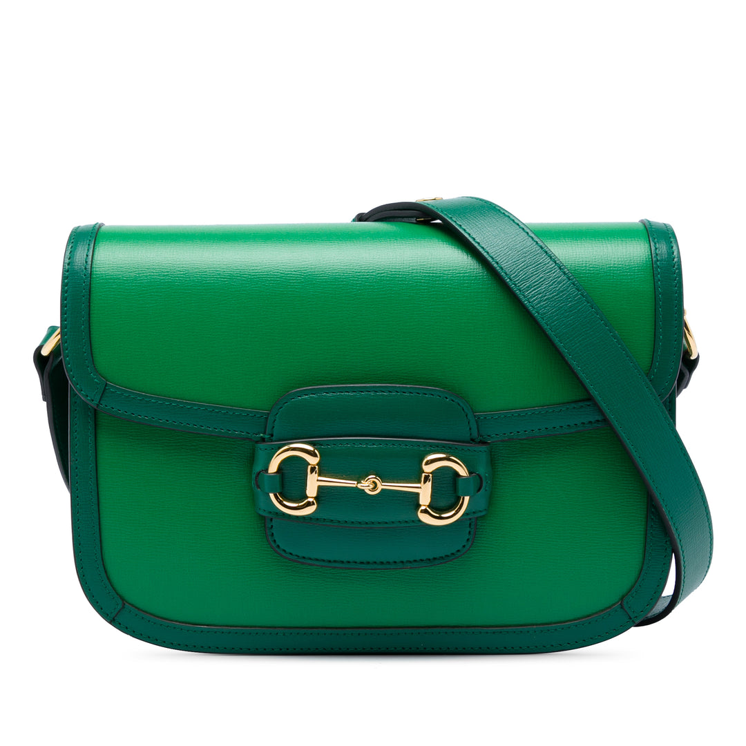 Gucci Sac porté épaule Horsebit 1955 Moyen Cuir de veau Vert – vue principale – GABY PARIS