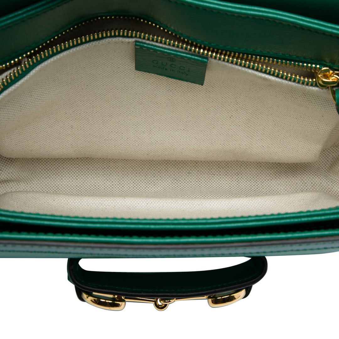 Gucci Sac porté épaule Horsebit 1955 Moyen Cuir de veau Vert – vue 4 – GABY PARIS