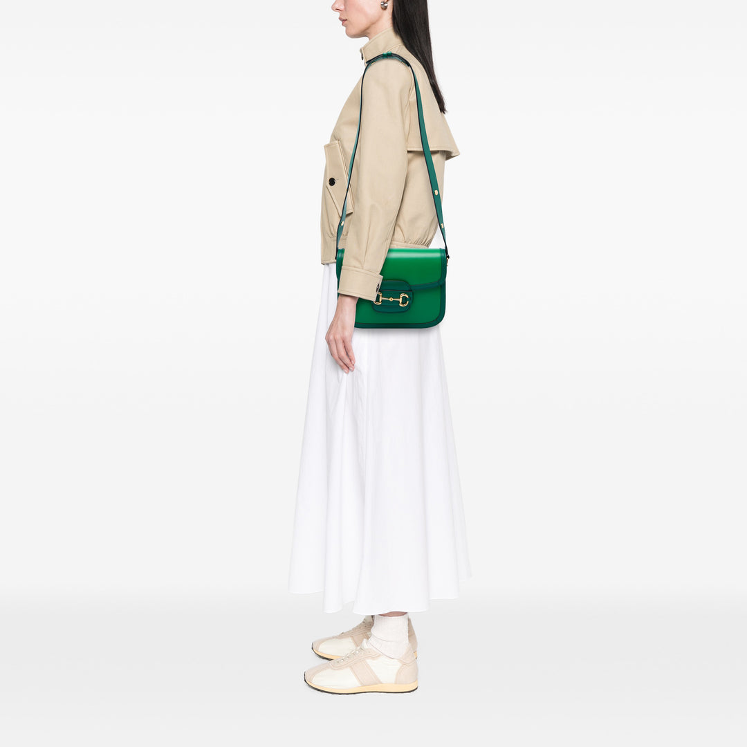 Gucci Sac porté épaule Horsebit 1955 Moyen Cuir de veau Vert – vue 5 – GABY PARIS
