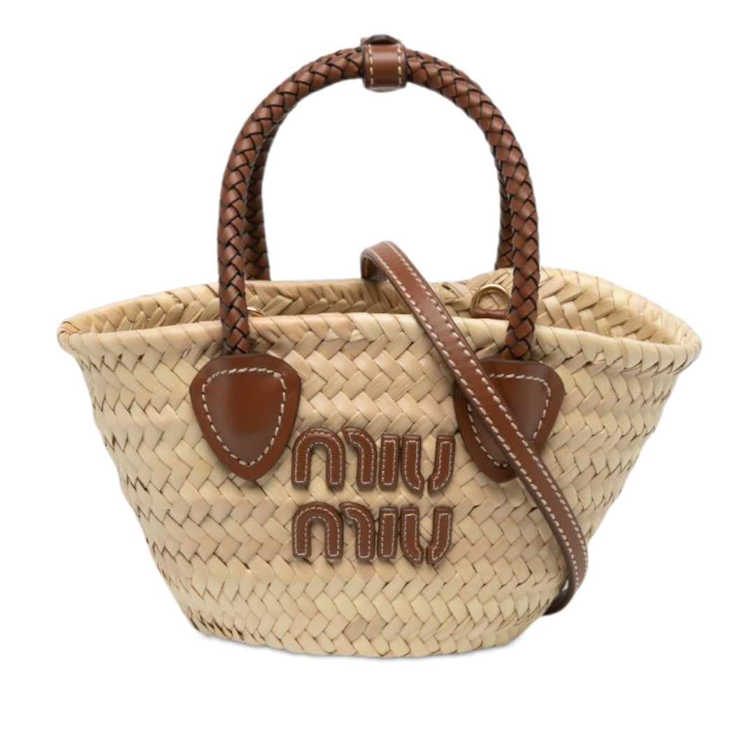 Miu Miu Logo Braided sac à Beige – vue principale – GABY PARIS