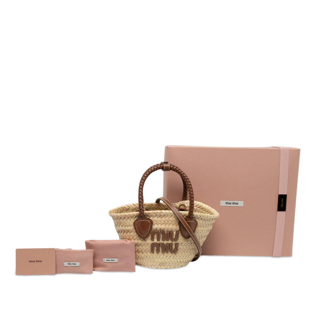 Miu Miu Logo Braided sac à Beige – vue 6 – GABY PARIS