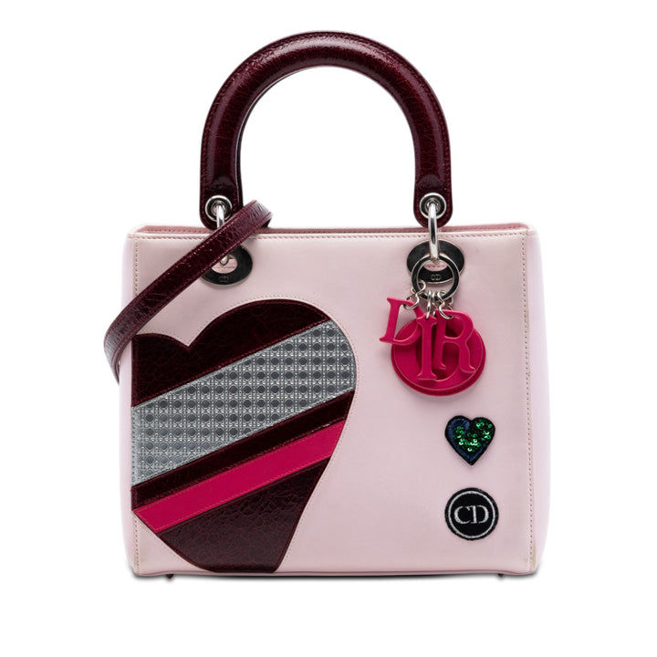Dior Medium Cuir de veau Cuir verni brodé Valentines Day Heart Lady Dior