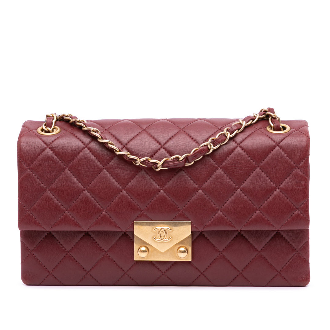 Quilted Lambskin Pagoda Accordion Flap Red - Gaby Paris