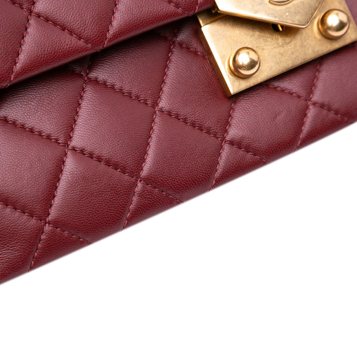 Quilted Lambskin Pagoda Accordion Flap Red - Gaby Paris
