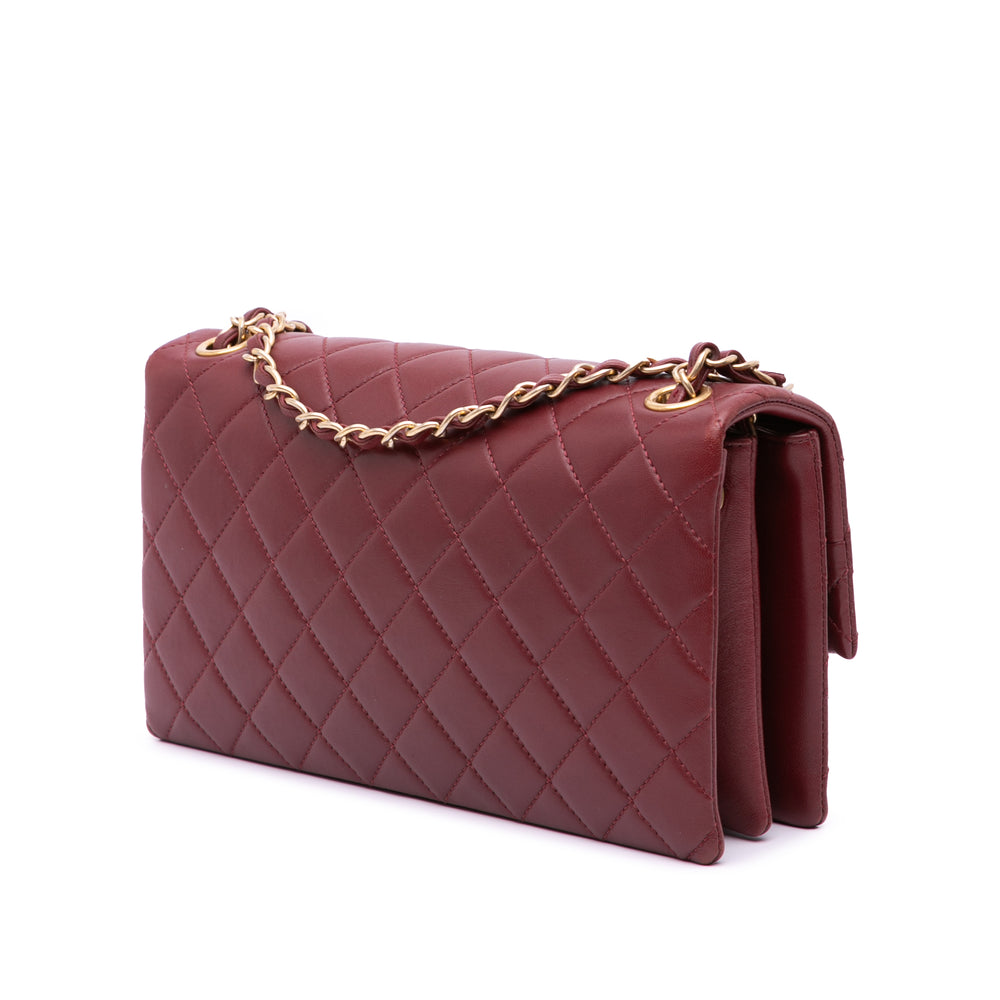 Quilted Lambskin Pagoda Accordion Flap Red - Gaby Paris