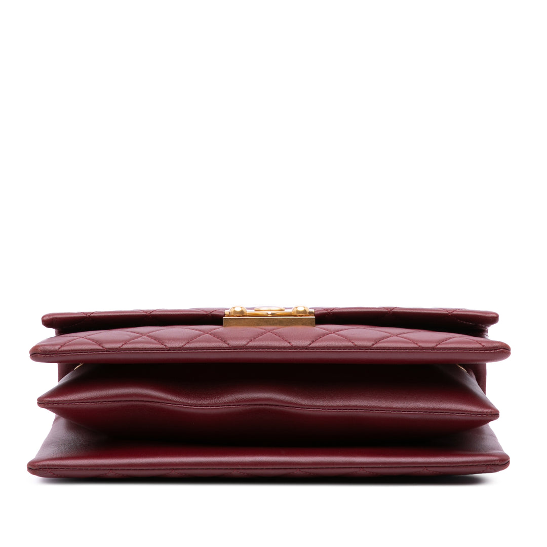 Quilted Lambskin Pagoda Accordion Flap Red - Gaby Paris