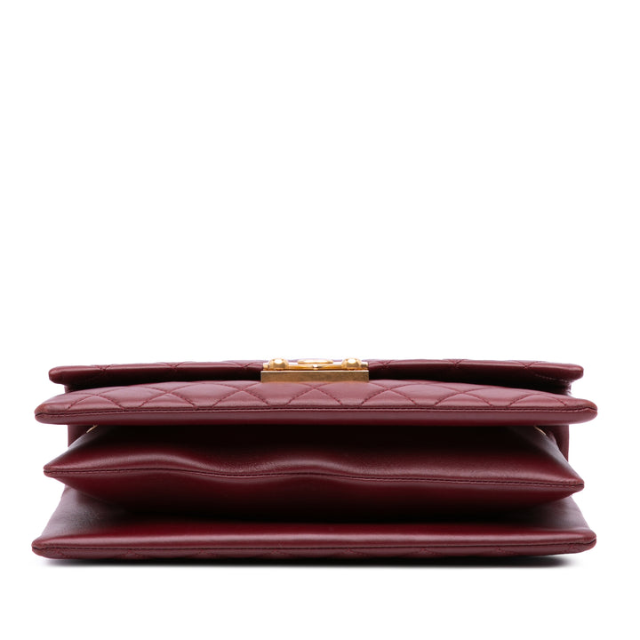 Quilted Lambskin Pagoda Accordion Flap Red - Gaby Paris