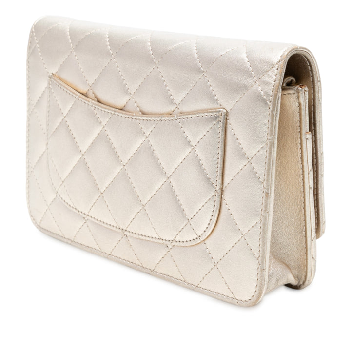 Chanel CC Matelassé Metallic Cuir d’agneau Wallet on Chain