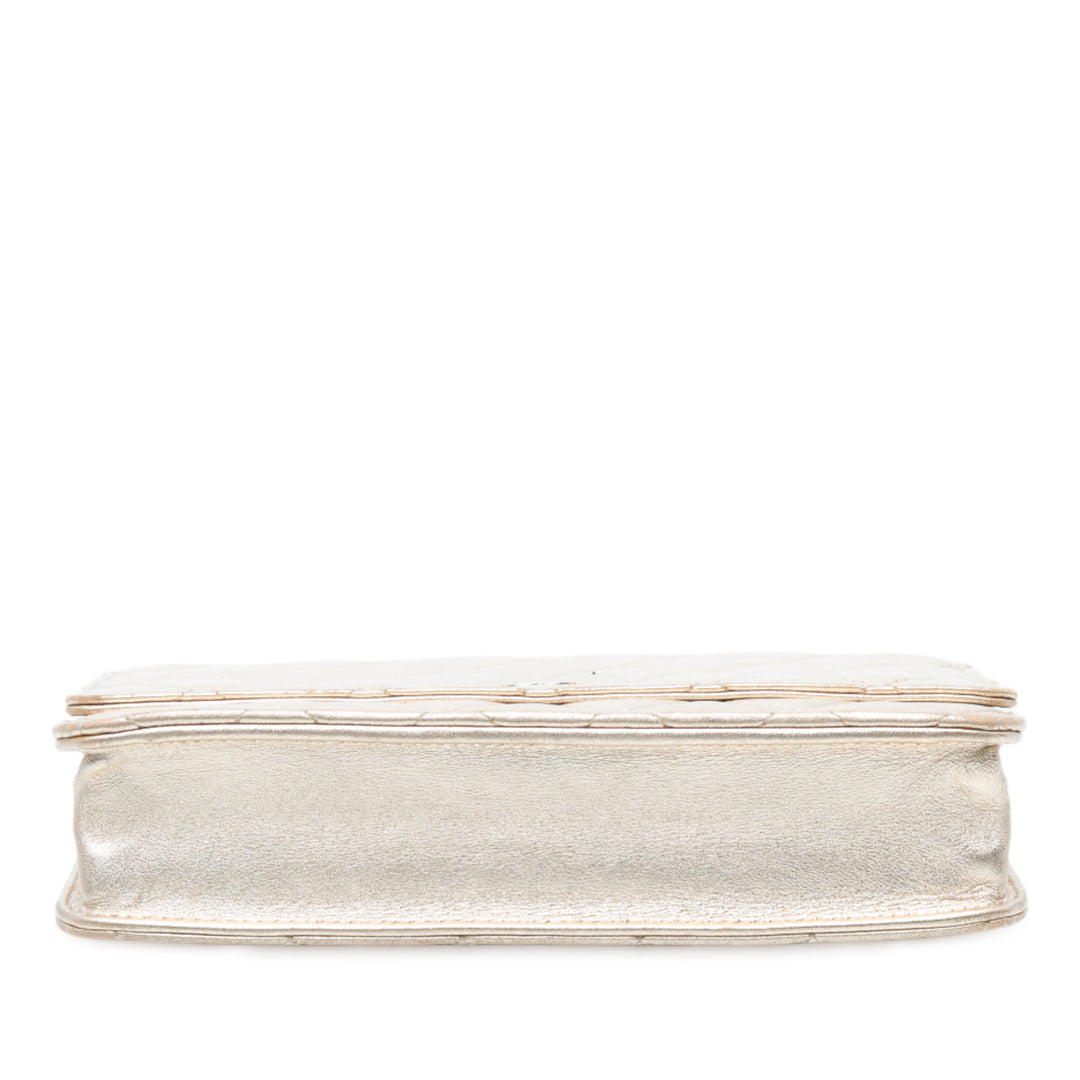 Chanel CC Matelassé Metallic Cuir d’agneau Wallet on Chain