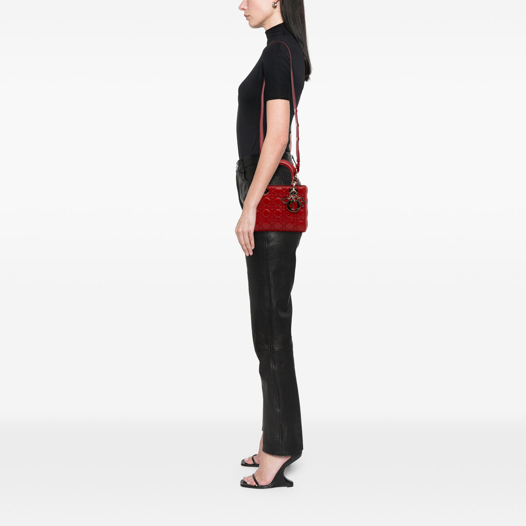 Small Lambskin Cannage My ABCDior Lady Dior Red - Gaby Paris