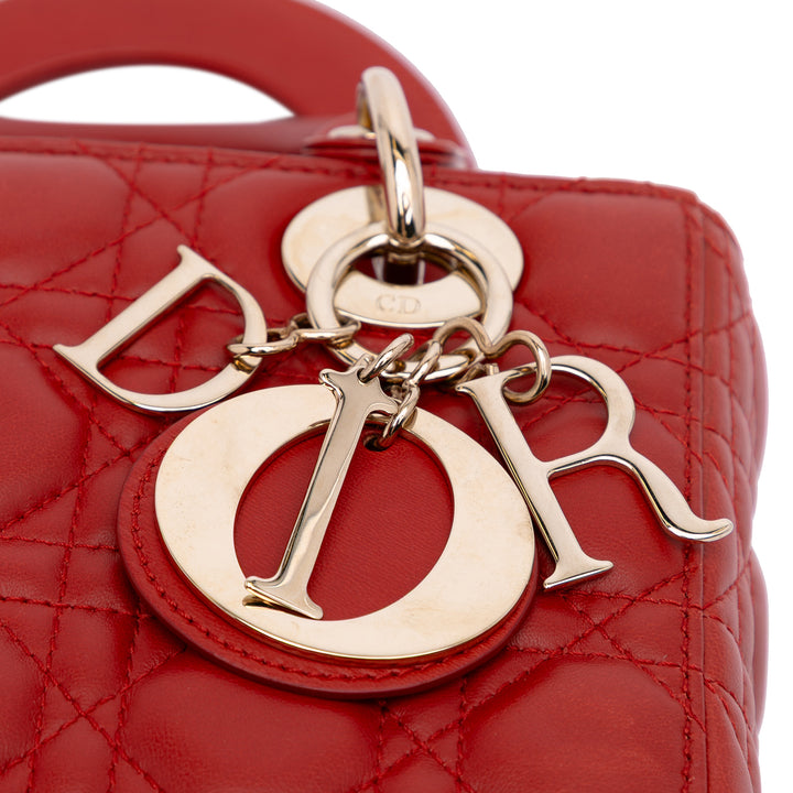Small Lambskin Cannage My ABCDior Lady Dior Red - Gaby Paris