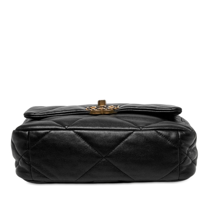 Chanel Sac à main 19 à rabat Moyen Cuir d'agneau Noir – vue 3 – GABY PARIS