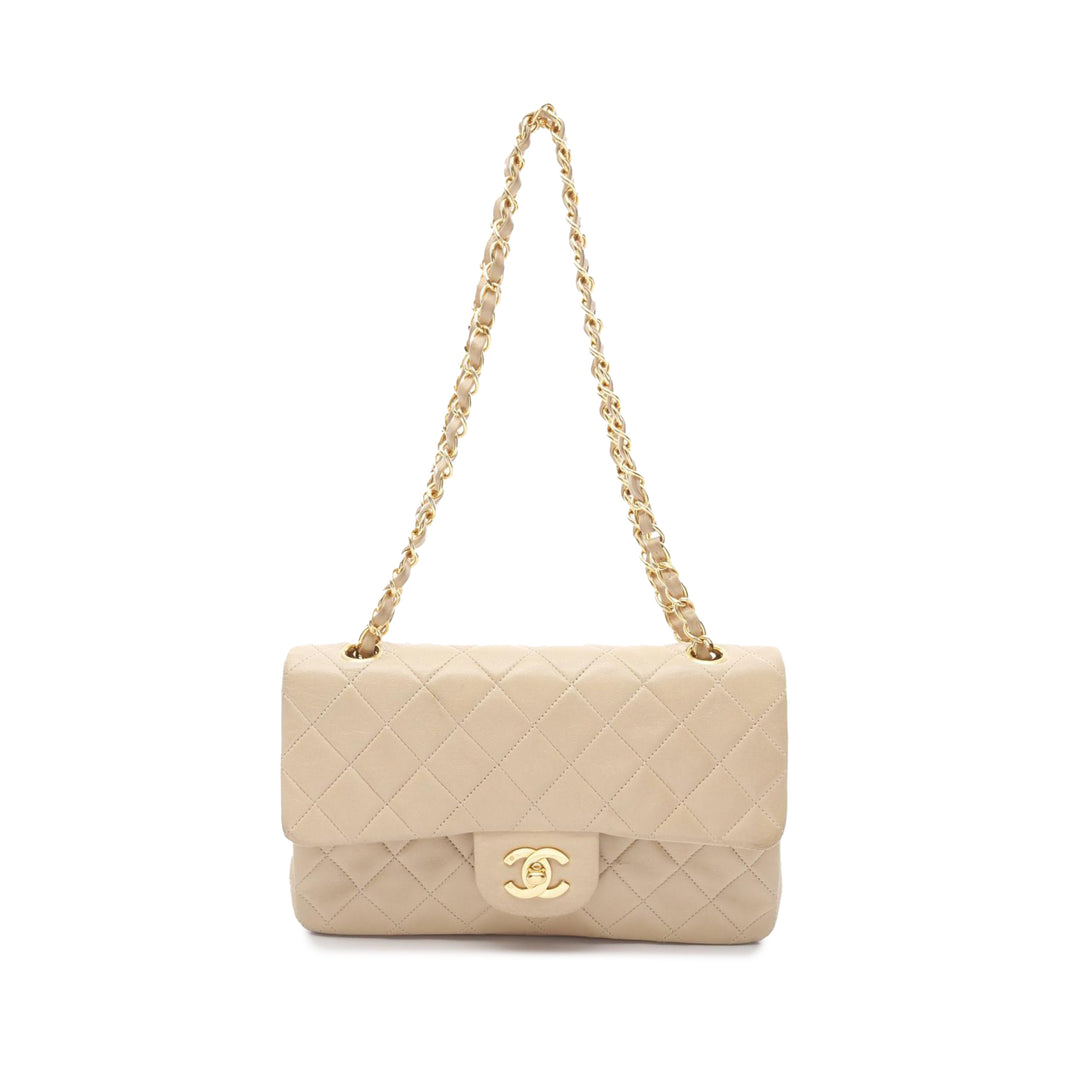 Small Classic Lambskin Double Flap Brown - Gaby Paris