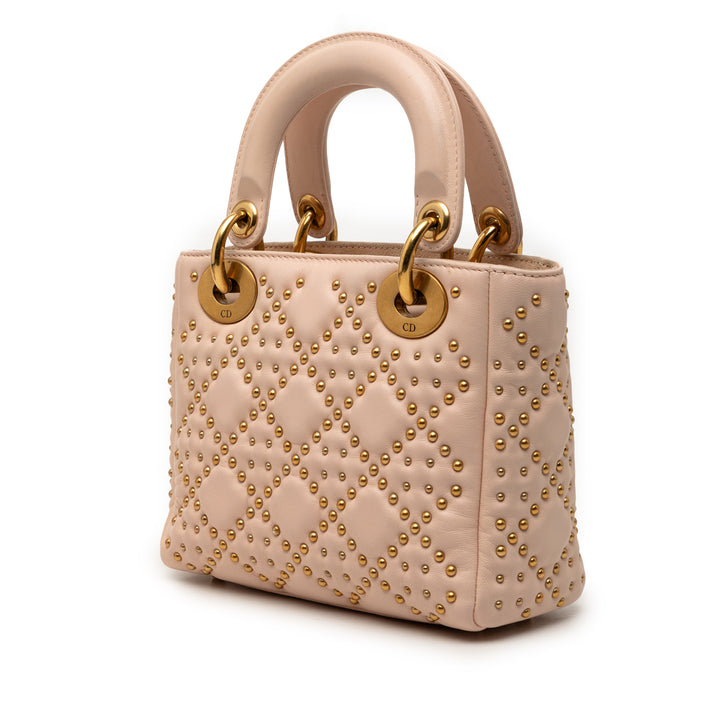 Dior Mini Cuir d’agneau Cannage clouté Supple Lady Dior