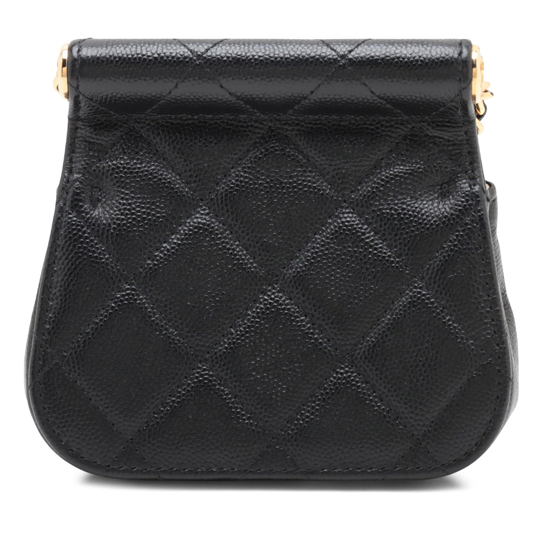 Chanel CC Matelassé Caviar Frame à rabat Pochette avec chaîne