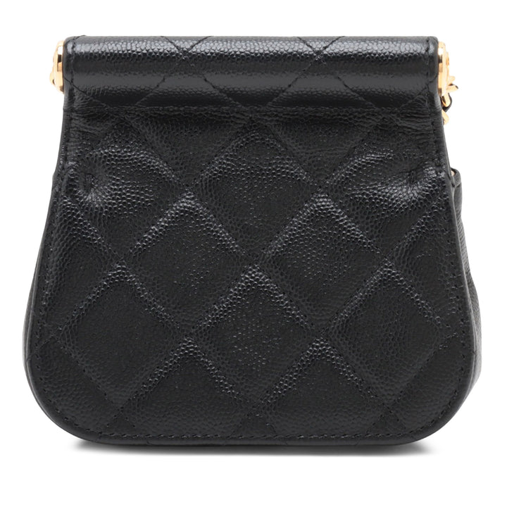 Chanel CC Matelassé Caviar Frame à rabat Pochette avec chaîne