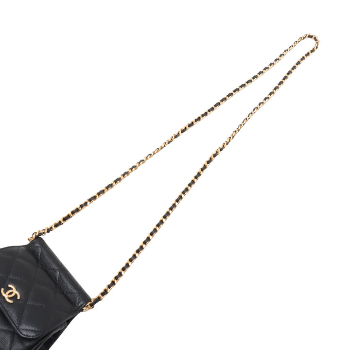 Chanel CC Matelassé Caviar Frame à rabat Pochette avec chaîne