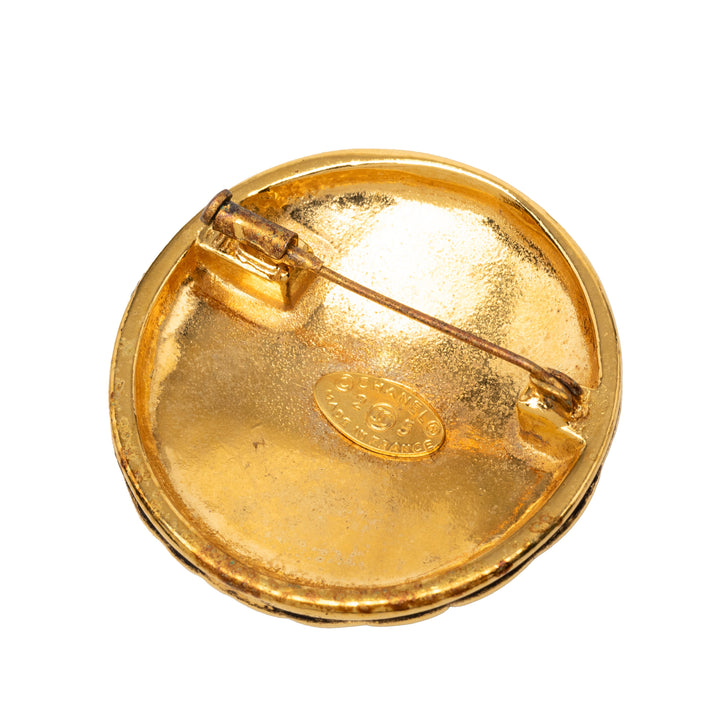 Chanel CC plaqué Matelassé Rond Broche Métal