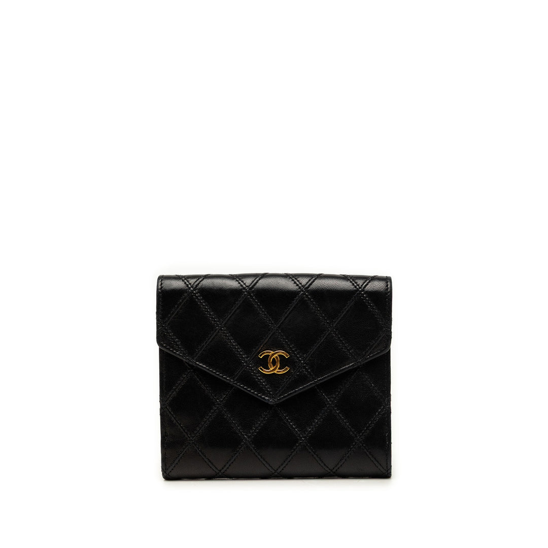 Chanel CC Matelassé Compact Portefeuille Cuir d'agneau