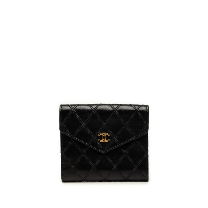 Chanel CC Matelassé Compact Portefeuille Cuir d'agneau