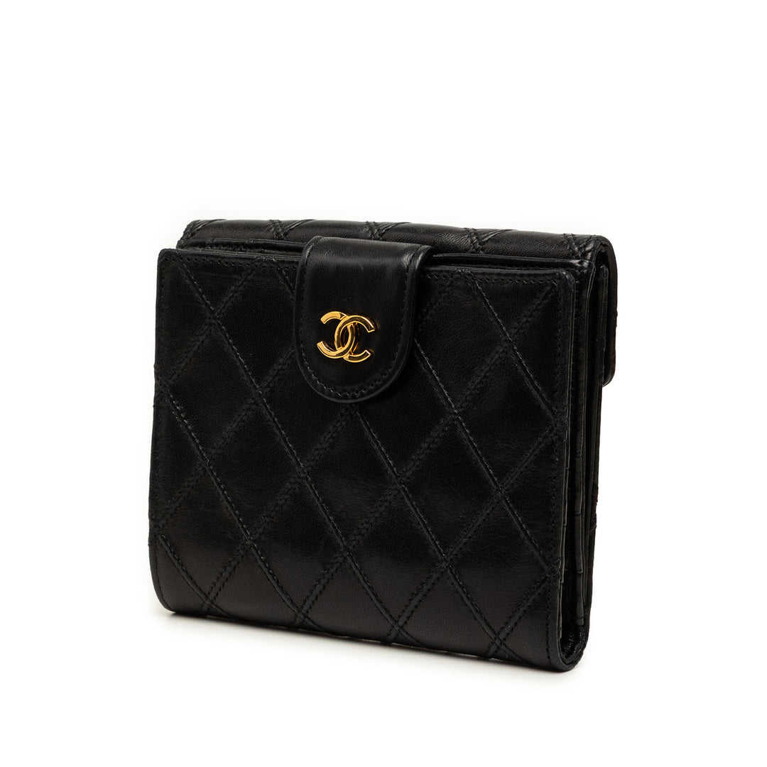 Chanel CC Matelassé Compact Portefeuille Cuir d'agneau