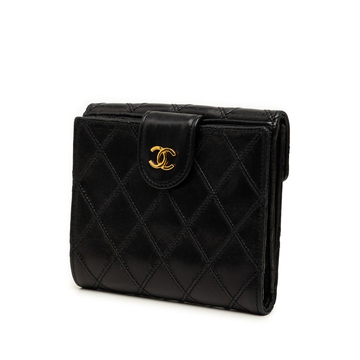 Chanel CC Matelassé Compact Portefeuille Cuir d'agneau
