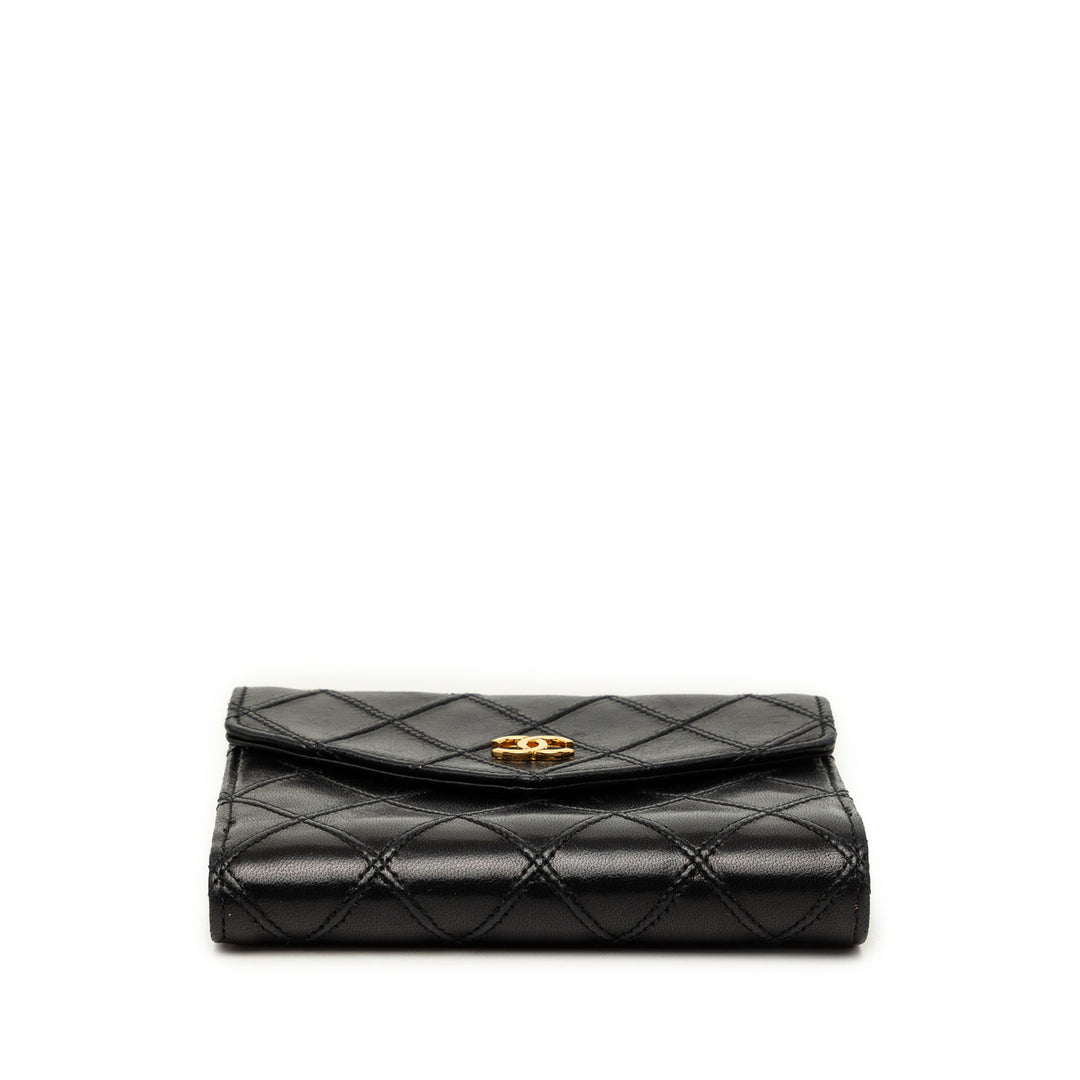Chanel CC Matelassé Compact Portefeuille Cuir d'agneau
