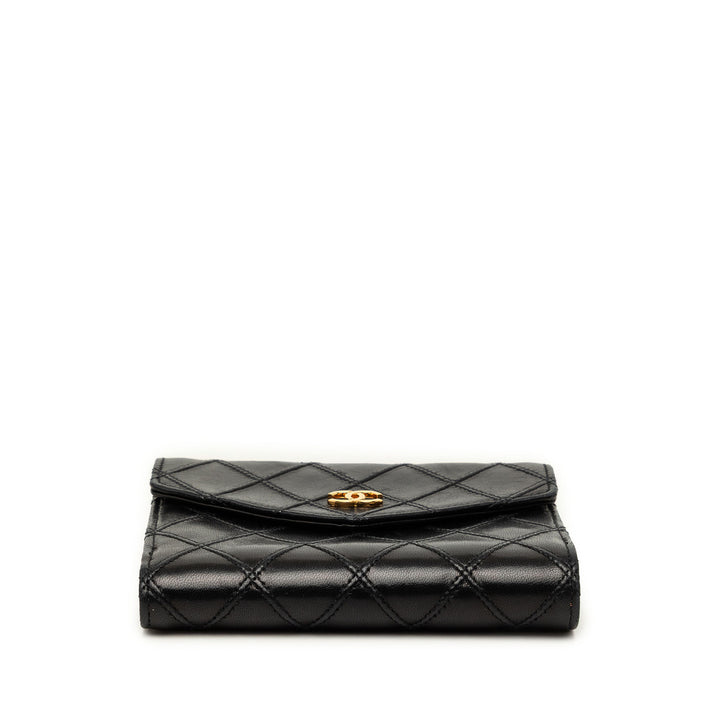 Chanel CC Matelassé Compact Portefeuille Cuir d'agneau