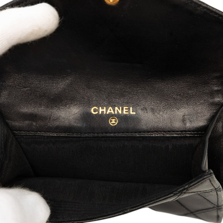 Chanel CC Matelassé Compact Portefeuille Cuir d'agneau
