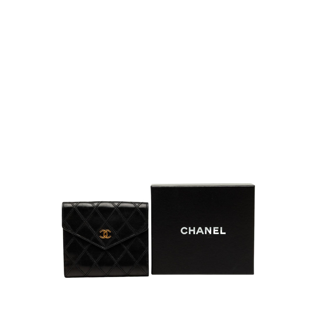 Chanel CC Matelassé Compact Portefeuille Cuir d'agneau