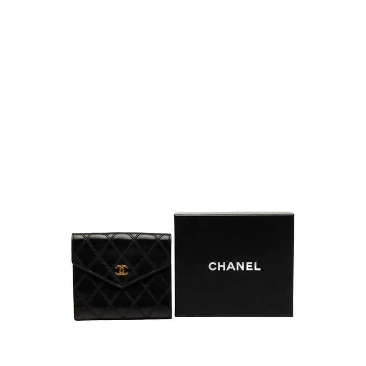 Chanel CC Matelassé Compact Portefeuille Cuir d'agneau