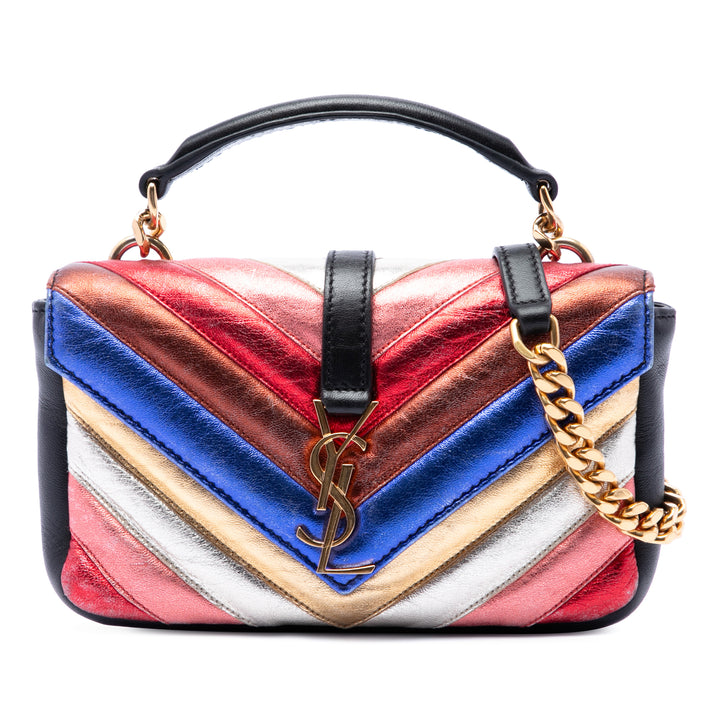 Saint Laurent Chevron Multicolor College Sac Multi Mini de mouton Multicolore – vue principale – GABY PARIS