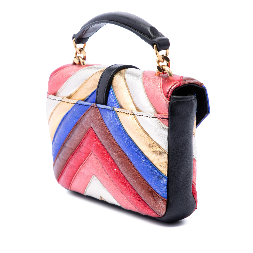 Saint Laurent Chevron Multicolor College Sac Multi Mini de mouton Multicolore – vue 2 – GABY PARIS