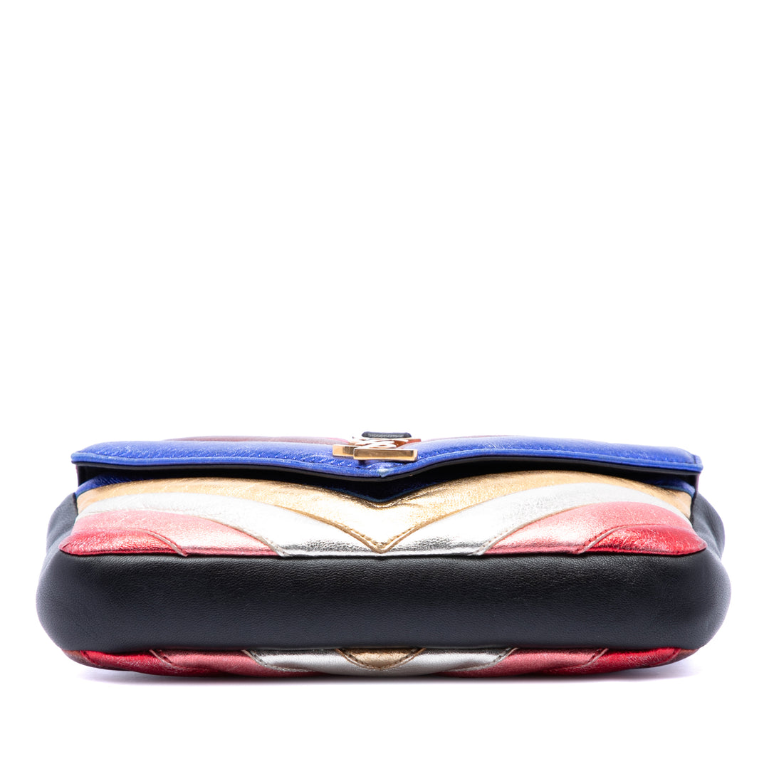 Saint Laurent Chevron Multicolor College Sac Multi Mini de mouton Multicolore – vue 3 – GABY PARIS