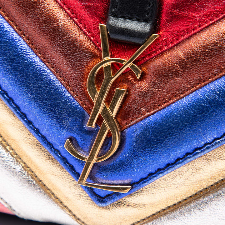 Saint Laurent Chevron Multicolor College Sac Multi Mini de mouton Multicolore – vue 5 – GABY PARIS