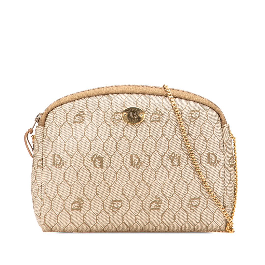 Honeycomb Coated Canvas Chain Crossbody Brown - Gaby Paris