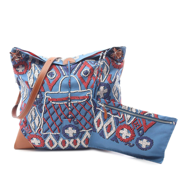Silk and Barenia Kelly En Perles Silky City PM Blue - Gaby Paris