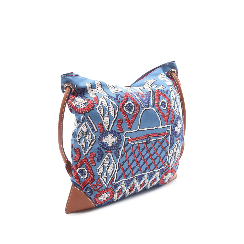 Silk and Barenia Kelly En Perles Silky City PM Blue - Gaby Paris