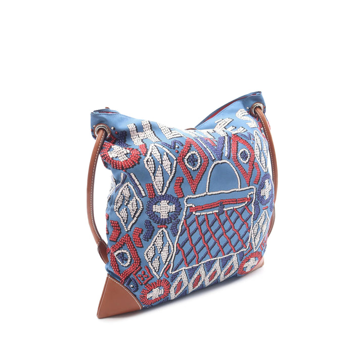 Silk and Barenia Kelly En Perles Silky City PM Blue - Gaby Paris