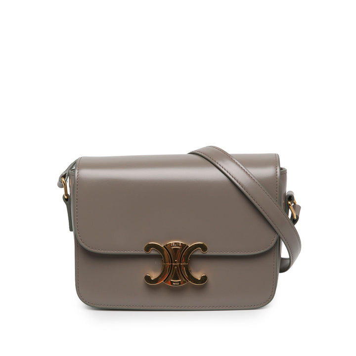 Celine Sac bandoulière brillant Triomphe Teen Cuir de veau Marron – vue principale – GABY PARIS
