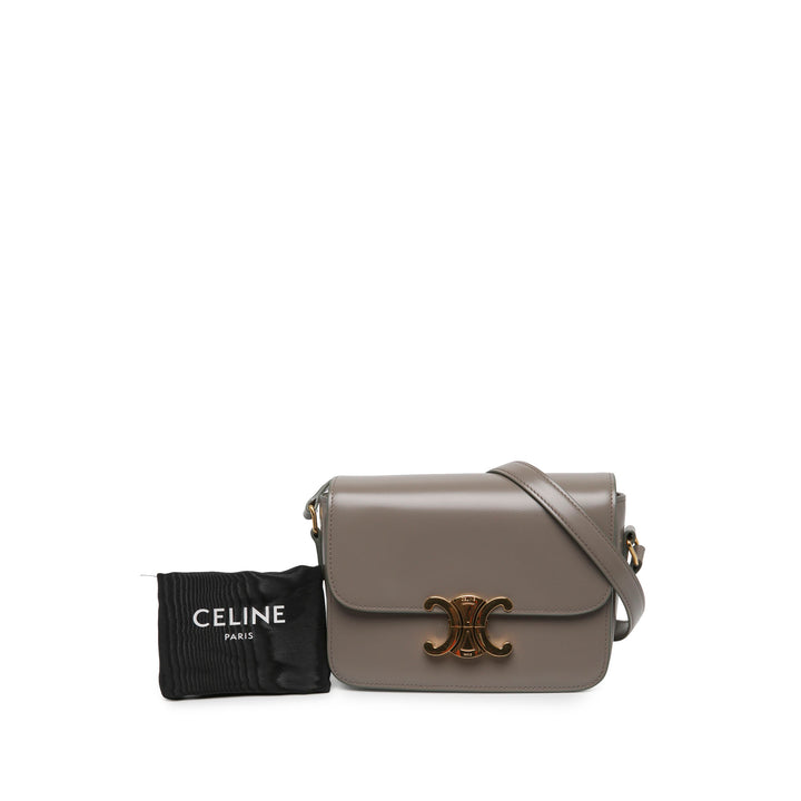 Celine Sac bandoulière brillant Triomphe Teen Cuir de veau Marron – vue 6 – GABY PARIS