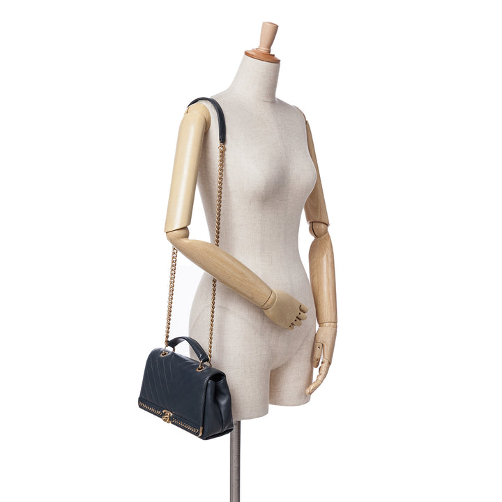 Chanel Chevron Sheepskin Surpiqué Chain anse supérieure à rabat