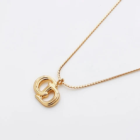 Dior plaqué CD Logo Pendant Collier Doré
