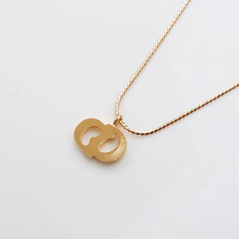 Dior plaqué CD Logo Pendant Collier Doré