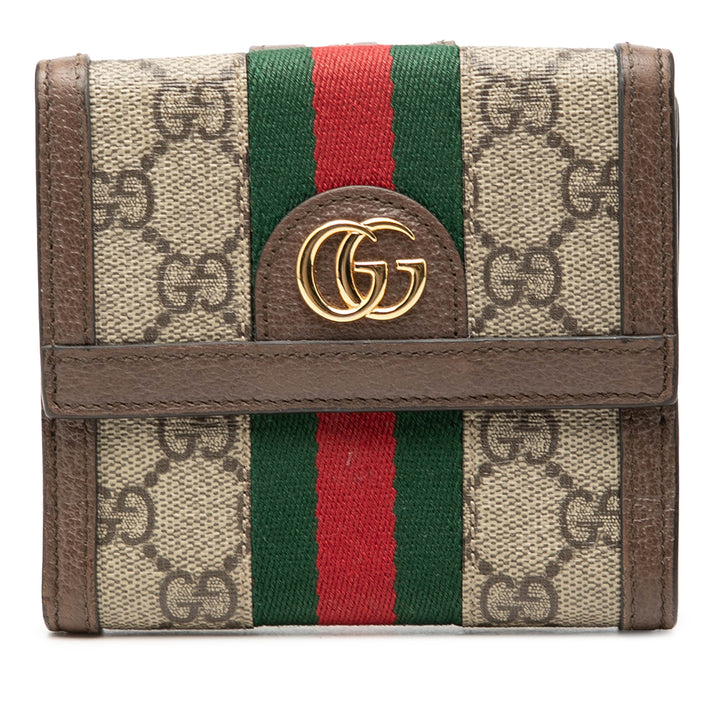 Gucci GG Supreme Web Ophidia French à rabat Portefeuille