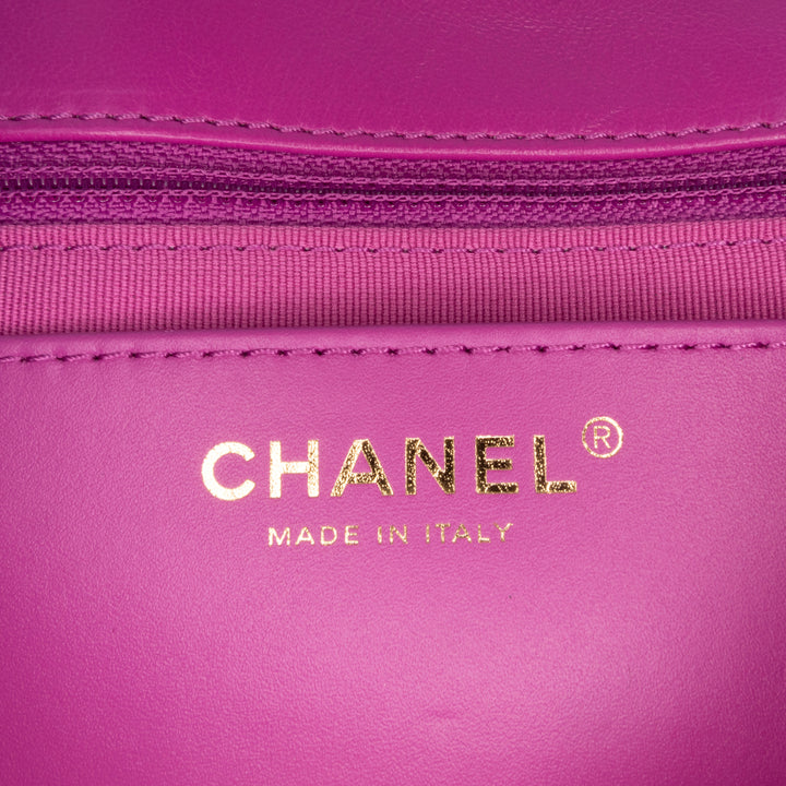 Small Quilted Lambskin Pillow Crush Flap Purple - Gaby Paris