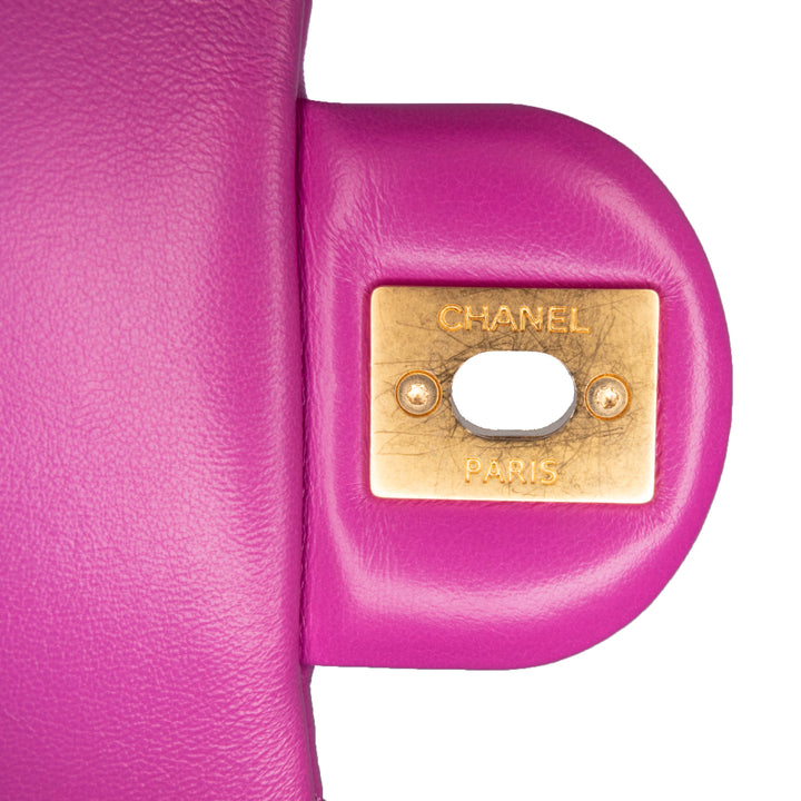 Small Quilted Lambskin Pillow Crush Flap Purple - Gaby Paris