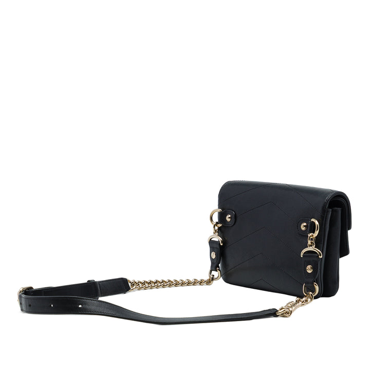 Chanel CC Chevron Double Enveloppe à rabat de mouton Noir