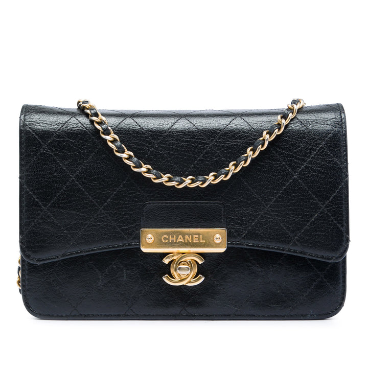 Chanel Surpiqué Cuir de chèvre Golden CC Wallet on Chain